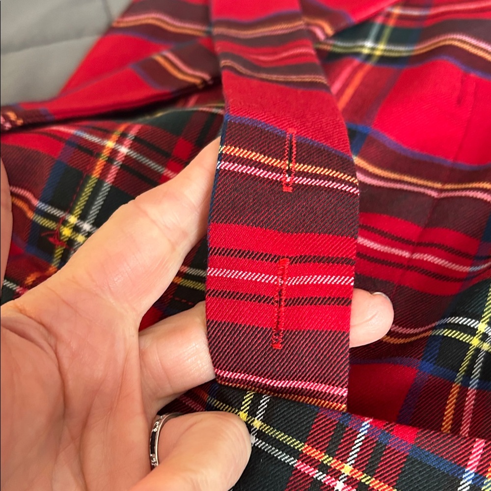 NEW Rare Stewart Tartan Red Plaid Overalls Jumpsuit XS Royal Monk Preppy Punk - Picture 13 of 16